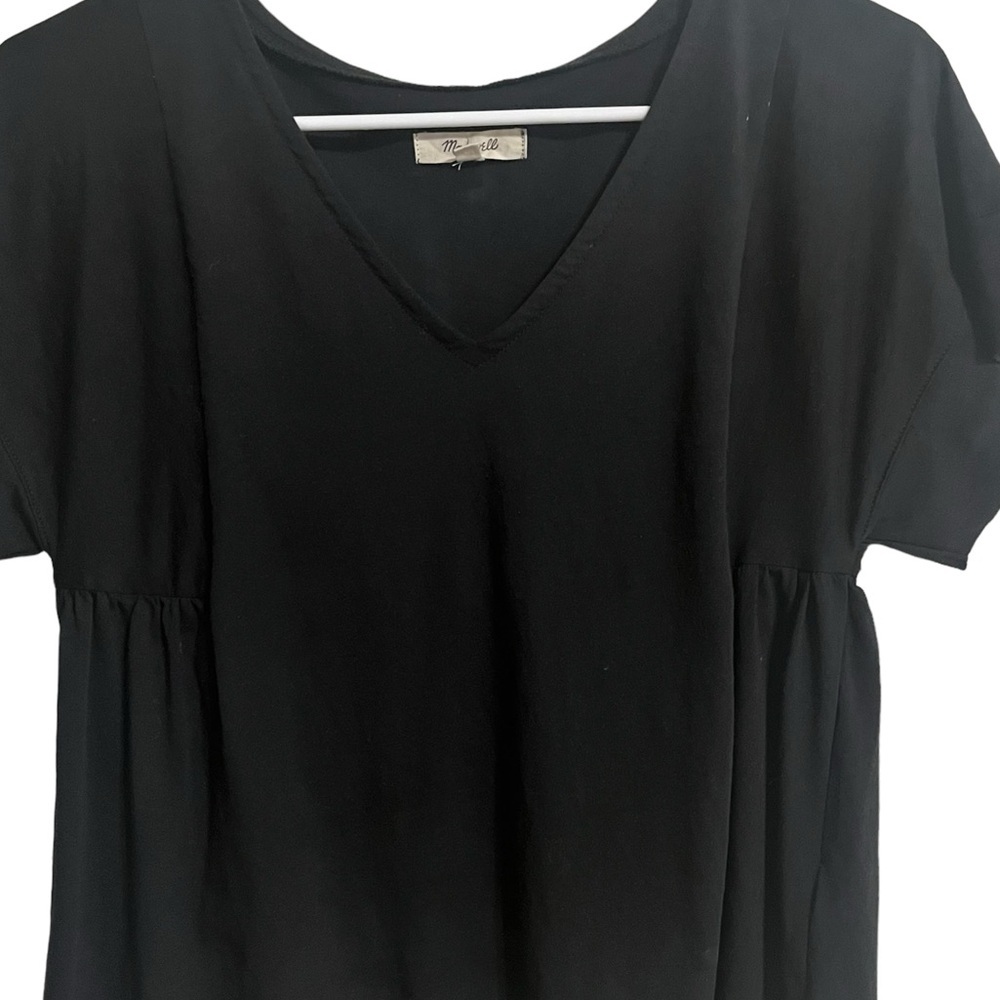 MADEWELL Black V-neck Cotton Top. Size XS - Picture 2 of 5